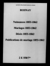 Rosnay. Naissances, mariages, décès, publications de mariage 1853-1862