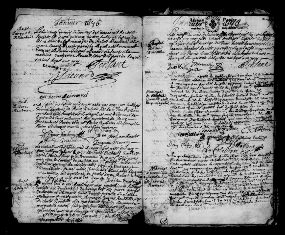 Sainte-Menehould. Baptêmes, mariages, sépultures 1676-1677