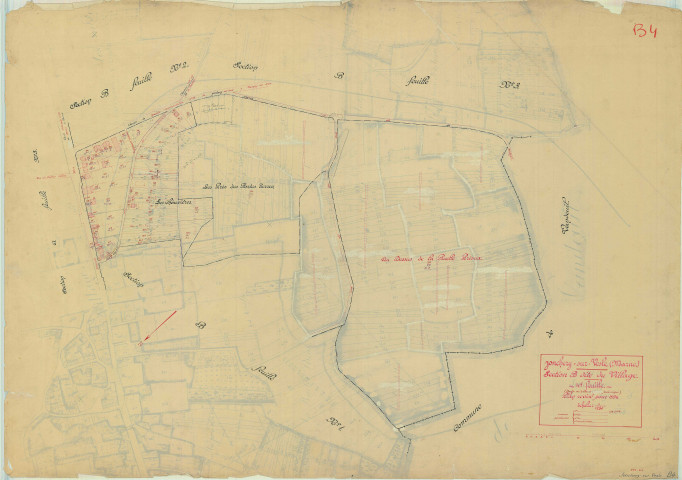 Jonchery-sur-Vesle (51308). Section B4 échelle 1/1250, plan mis à jour pour 1934, plan non régulier (papier).