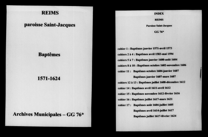 Reims. Saint-Jacques. Baptêmes 1571-1624