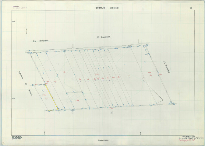 Brimont (51088). Section ZB échelle 1/2000, plan remembré pour 1982, plan régulier de qualité P5 (papier armé).