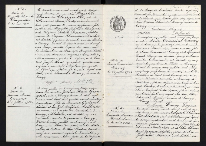 Congy. Décès 1913-1929