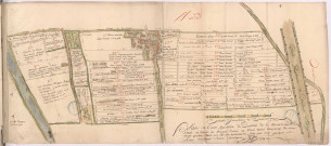 Pogny, plan des contrées dites les quartiers en Champagne levé par Jacques Roze, 1742. Plan et carte figurative de la Terrier et Hayes de Marne.