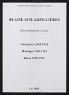 Blaise-sous-Arzillières. Naissances, mariages, décès 1903-1912 (reconstitutions)
