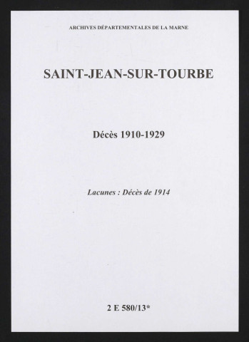 Saint-Jean-sur-Tourbe. Décès 1910-1929