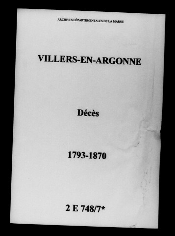Villers-en-Argonne. Décès 1793-1870