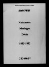 Sompuis. Naissances, mariages, décès 1833-1852