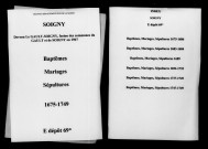 Soigny. Baptêmes, mariages, sépultures 1675-1749