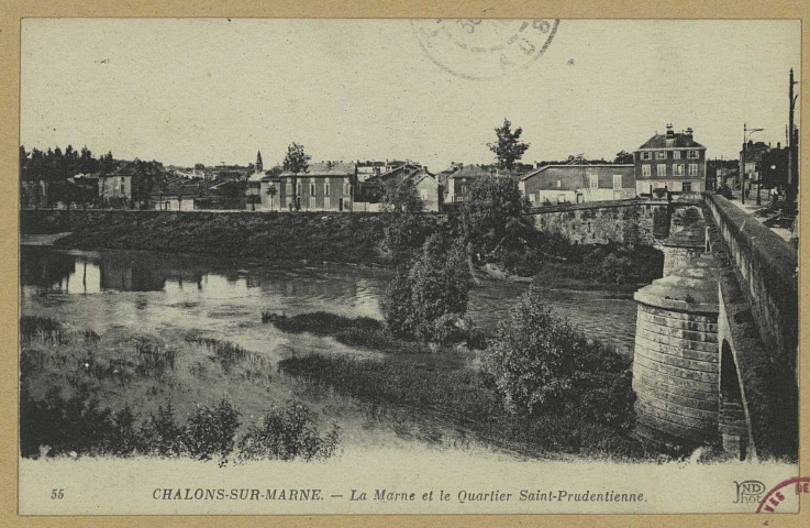 CHÂLONS-EN-CHAMPAGNE. 55- La Marne et le quartier Saint-Pudentienne.