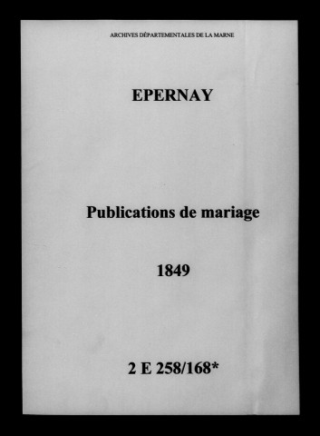 Épernay. Publications de mariage 1849