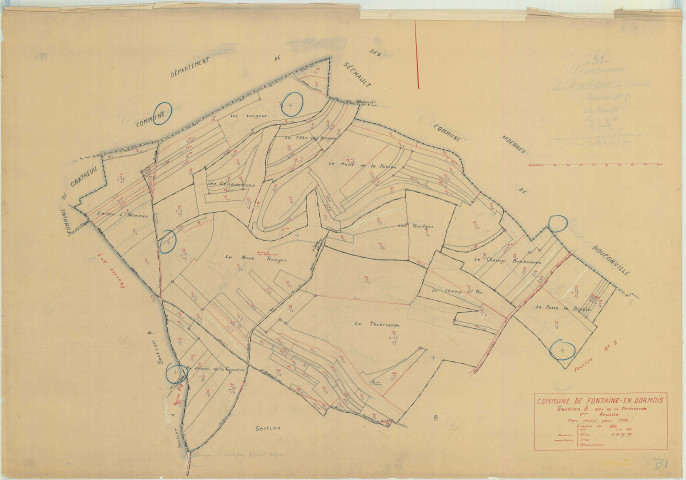 Fontaine-en-Dormois (51255). Section B1 échelle 1/2500, plan mis à jour pour 1932, plan non régulier (papier)