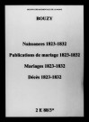Bouzy. Naissances, publications de mariage, mariages, décès 1823-1832