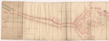 Plan de la traverse principale de la ville de Dormans faisant partie de la grande route de Paris en Allemagne, 1755.