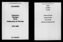 Chamery. Naissances, mariages, décès, publications de mariage 1873-1882