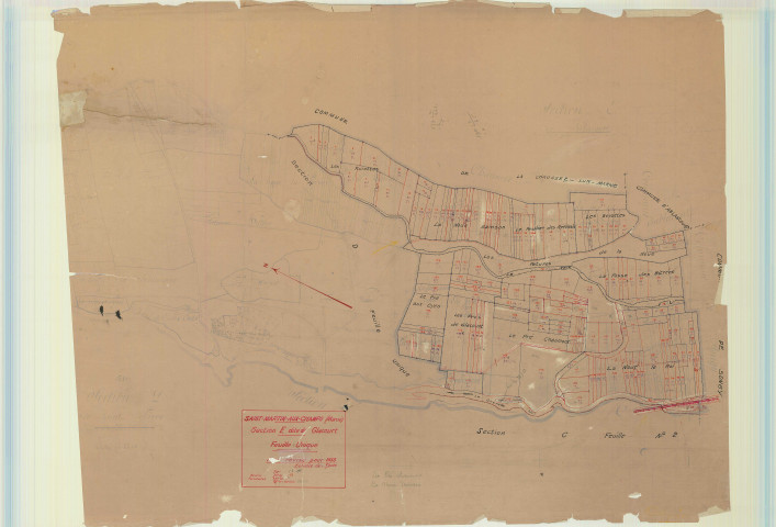 Saint-Martin-aux-Champs (51502). Section E échelle 1/2500, plan mis à jour pour 1933, plan non régulier (papier)