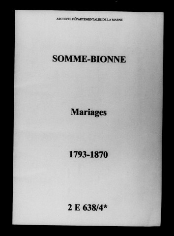 Somme-Bionne. Mariages 1793-1870
