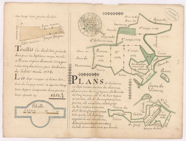 Plan des bois de Luternay au-dessus de Trigny (1774)