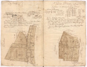 Plans terriers. Terres de Meuse-en-Bassigny et de Pouilly-en-Bassigny, 1772. Lieudit : "Gainelet, "le Moulin au finage de Forfelieze".