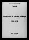 Oyes. Publications de mariage, mariages 1863-1892