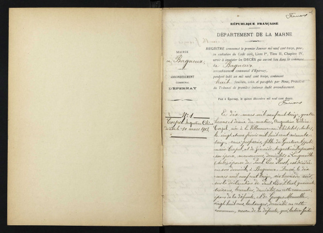 Bagneux. Décès 1913-1929