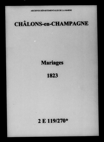 Châlons-sur-Marne. Mariages 1823