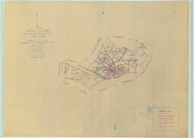 Rosnay (51468). Tableau d'assemblage échelle 1/10000, plan pour 1939, (papier).