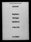 Plivot. Baptêmes, mariages, sépultures 1750-1792