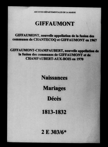 Giffaumont. Naissances, mariages, décès 1813-1832