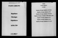 Passy-Grigny. Baptêmes, mariages, sépultures 1670-1759