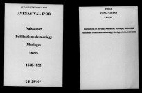 Avenay. Naissances, publications de mariage, mariages, décès 1848-1852