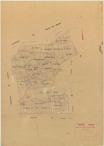 Athis (51018). Section A1 échelle 1/2500, plan révisé pour 1936, plan non régulier (papier)