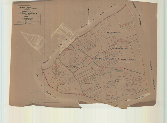 Saint-Bon (51473). Section A2 échelle 1/2500, plan mis à jour pour 01/01/1932, non régulier (calque)