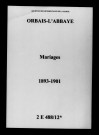 Orbais. Mariages 1893-1901