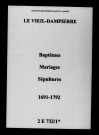 Vieil-Dampierre (Le). Baptêmes, mariages, sépultures 1691-1792