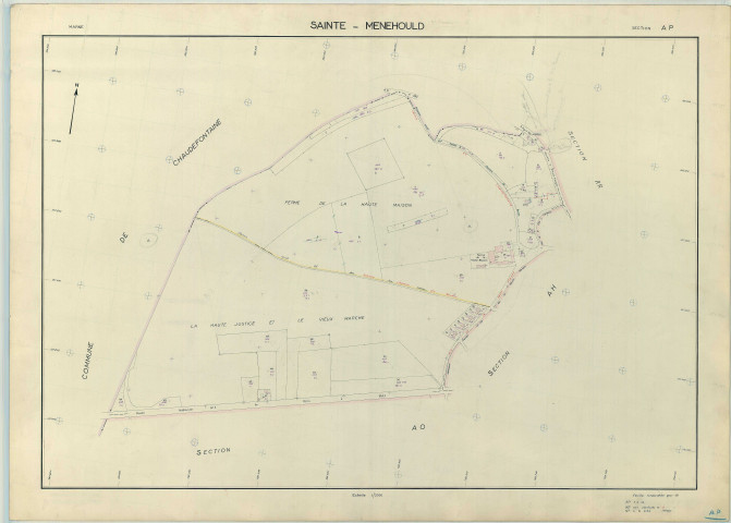 Sainte-Menehould (51507). Section AP échelle 1/2000, plan renouvelé pour 1966, plan régulier (papier armé)