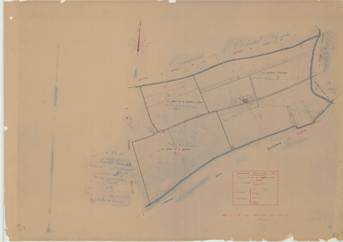 Châtelraould-Saint-Louvent (51134). Section F1 échelle 1/4000, plan mis à jour pour 1933, plan non régulier (papier)