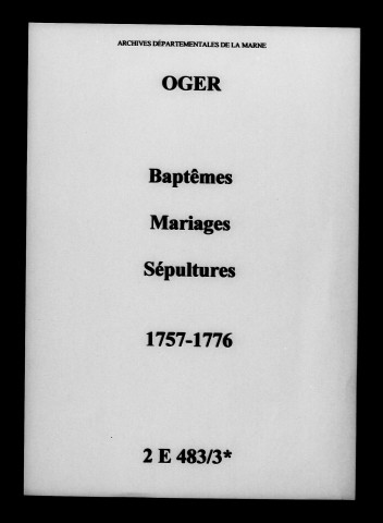 Oger. Baptêmes, mariages, sépultures 1757-1776