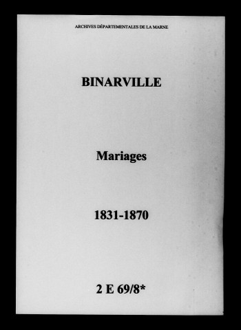 Binarville. Mariages 1831-1870