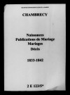 Chambrecy. Naissances, publications de mariage, mariages, décès 1833-1842