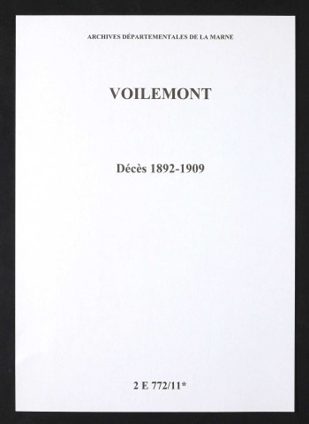 Voilemont. Décès 1892-1909