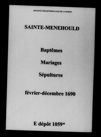 Sainte-Menehould. Baptêmes, mariages, sépultures 1690
