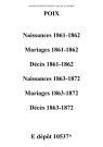 Poix. Naissances, mariages, décès 1861-1872