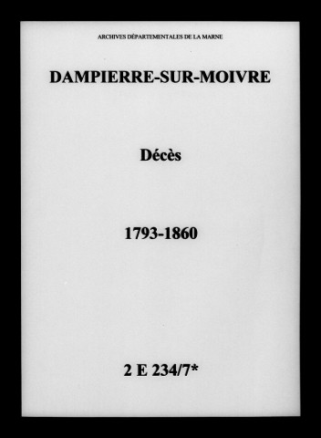 Dampierre-sur-Moivre. Décès 1793-1860