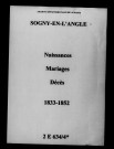 Sogny-en-l'Angle. Naissances, mariages, décès 1833-1852