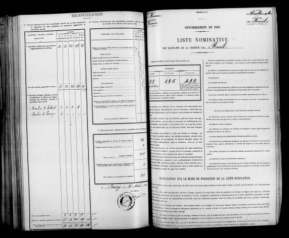 Jonquery. Dénombrement de la population 1901