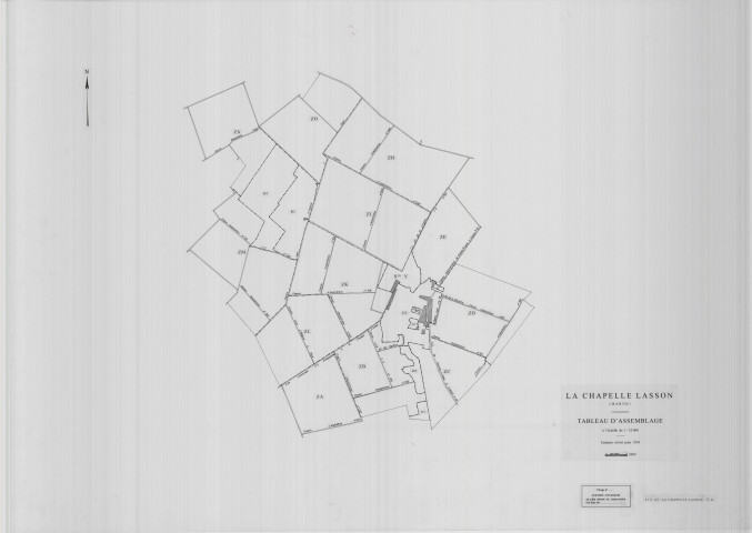 Chapelle-Lasson (La) (51127). Tableau d'assemblage 2 échelle 1/10000, plan pour 01/01/1954 (calque)