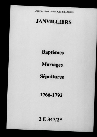 Janvilliers. Baptêmes, mariages, sépultures 1766-1792