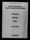 Saint-Amand. Naissances, mariages, décès an XI-1812