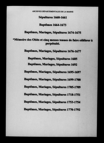 Reuves. Baptêmes, mariages, sépultures 1570-1792