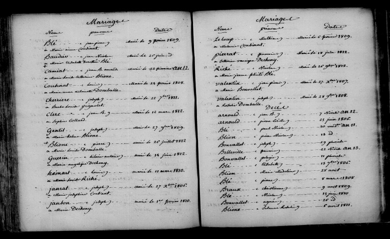 Thibie. Table décennale an XI-1812